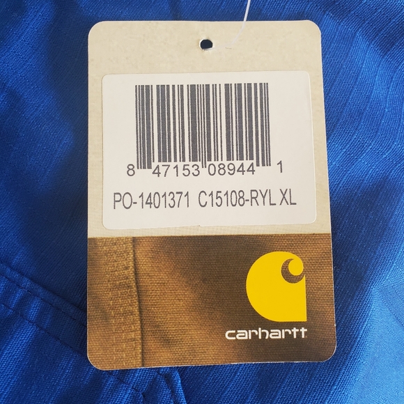 Carhartt size XL NWT Men's bright blue v-neck, S/sl 1 pocket scrubs - Picture 4 of 8